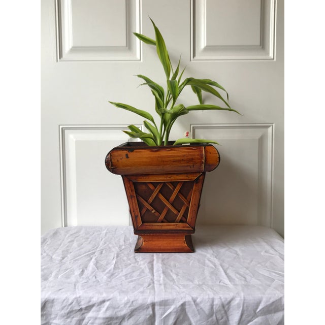 Late 20th Century Small Bamboo Planter For Sale - Image 6 of 7