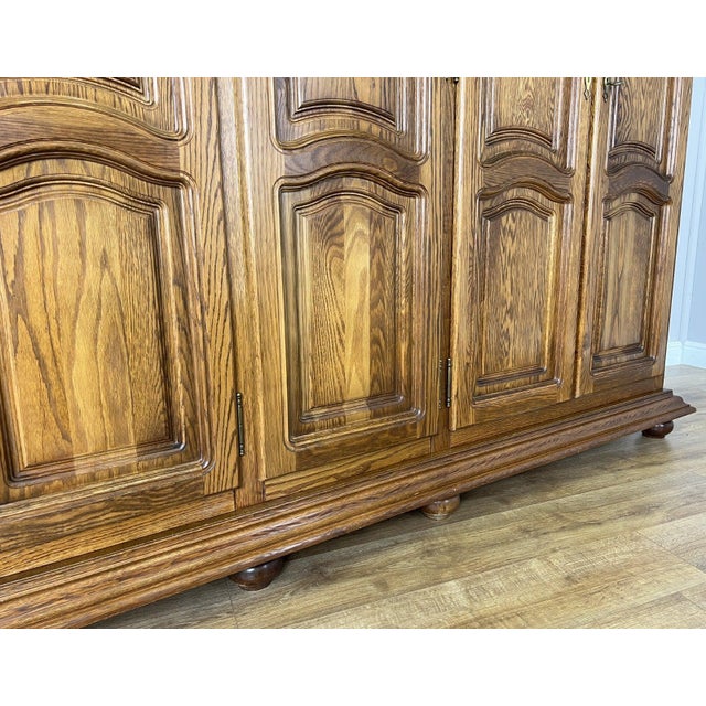 Brown Large Vintage French Style Carved 5-Door Wardrobe For Sale - Image 8 of 12