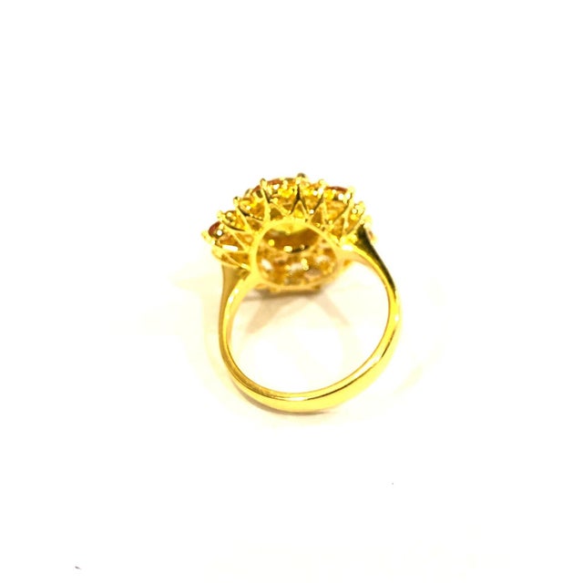 Metal Bochic “Orient” Vintage Yellow Sapphire Cluster Ring Set In 18K Gold & Silver For Sale - Image 7 of 9