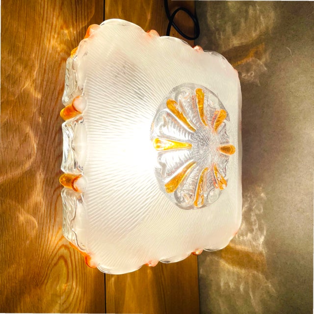 Yellow Murano Glass Clear and Amber Square Flush Mount, 1970s For Sale - Image 8 of 15