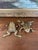 Pair of Vintage Brass Toned Crouching Frog Sculptures With Open Mouth and Textured Detailing.. For Sale - Image 4 of 10