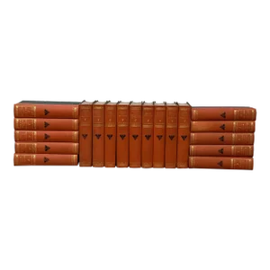 1950s Louisa Muhlbach Guilt Leather Bound Library Book Set - 19 Pieces Caldwell & Co