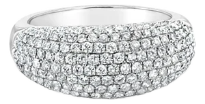 2 Carat Diamond Pave Wedding Band 18k White Gold, Size 3