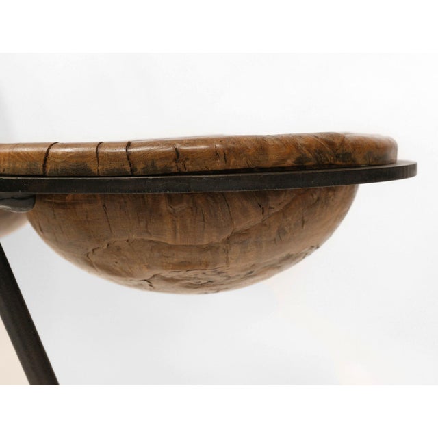 Burr Oak & Steel Pudding Bowl Side Tables by Sculptor Philip Hearsey, 1990s, Set of 2 For Sale - Image 10 of 18