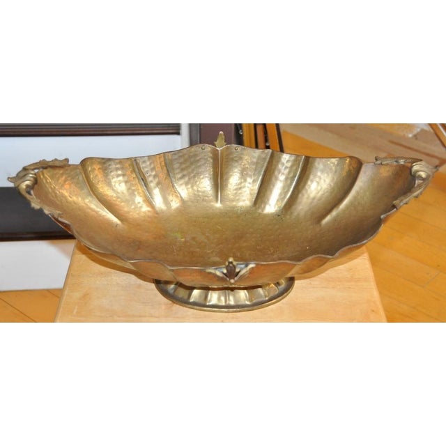 Large Vintage Hollywood Regency Style Brass Centerpiece Bowl With