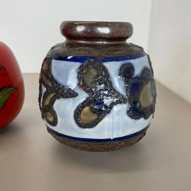 Multi-Color Pottery Fat Lava Vases from Scheurich, Germany, 1970s, Set of 2 For Sale - Image 11 of 18