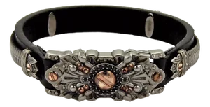 Stephen Webster Sterling Black Rhodium Rose Gold Leather Bracelet