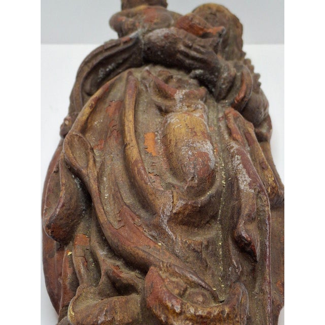 Antique 17th or 18th C. European Wooden Relief Sculpture of Madonna and Child For Sale - Image 14 of 16