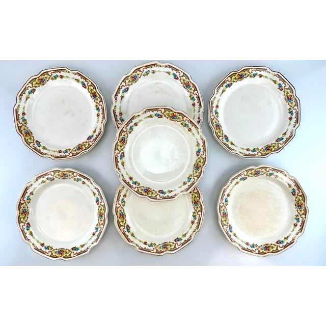 1930s Vintage Mount Clemens Floral Luncheon Plates- Set of 7 For Sale - Image 11 of 12