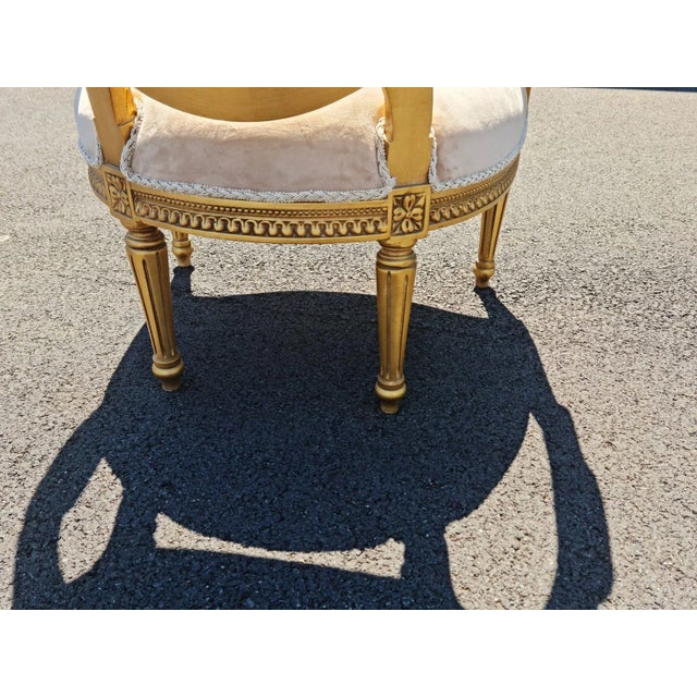 Beige New Designs Gilded French Louis XVI Style Armchair /Chair/Settee With Simple Back Design For Sale - Image 8 of 9