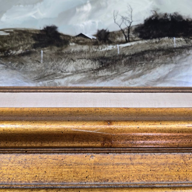 Paper Mid 20th Century Field Landscape Painting by Don Hornberger, Framed For Sale - Image 7 of 9