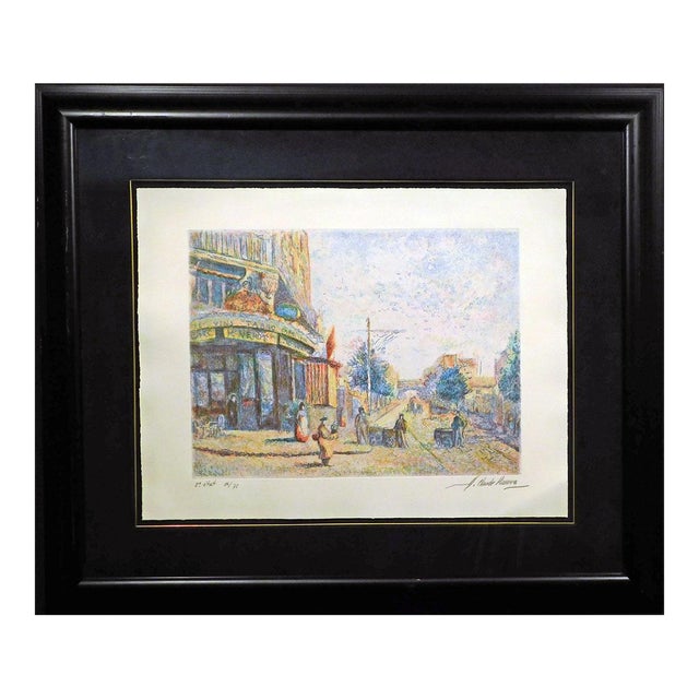 Pissarro, Claude "Avenue of the Street Vendor" H.Signed Artwork Black Framed For Sale