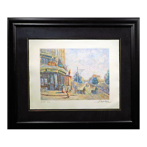 Pissarro, Claude "Avenue of the Street Vendor" H.Signed Artwork Black Framed
