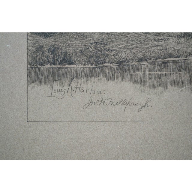 Antique Louis Harlow John Millspaugh Panoramic Country Landscape Etching 35" For Sale - Image 6 of 12