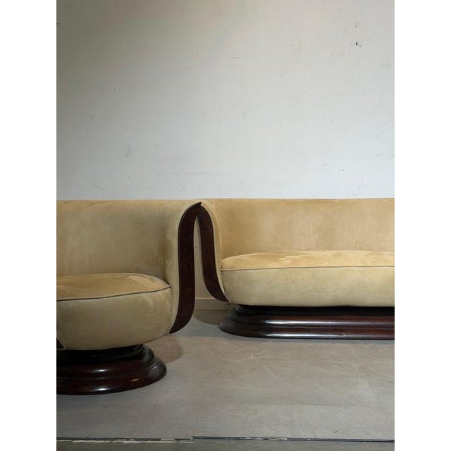 Art Deco Tulip 2-Seater Sofa and Club Chair from Hotel Le Malandre, Set of 2 For Sale - Image 4 of 11