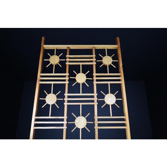 Gold Mid-Century French Pine Room Divider with Sunburst Accents, 1960s For Sale - Image 8 of 11