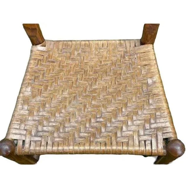 Early 20th Century Pair of Oak Ladder Back Woven Seat Shaker Style Chairs For Sale In Aspen - Image 6 of 8