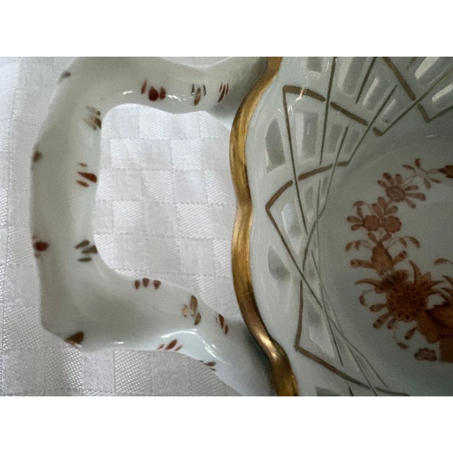 1960s Herend Chinese Bouquet Pattern Open Weave Basket For Sale - Image 9 of 11