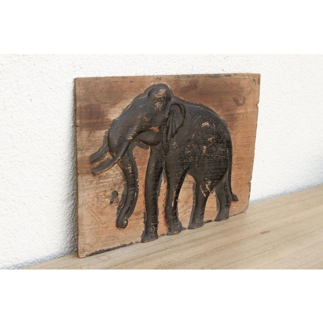 19th Century Painted Black Thai Elephant Wall Art For Sale - Image 5 of 7