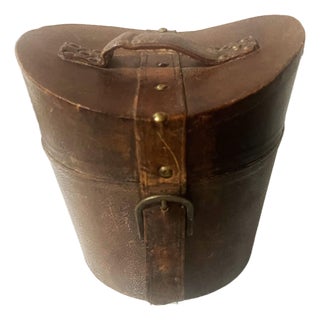 Vintage Minature Mens Leather Hatbox For Sale