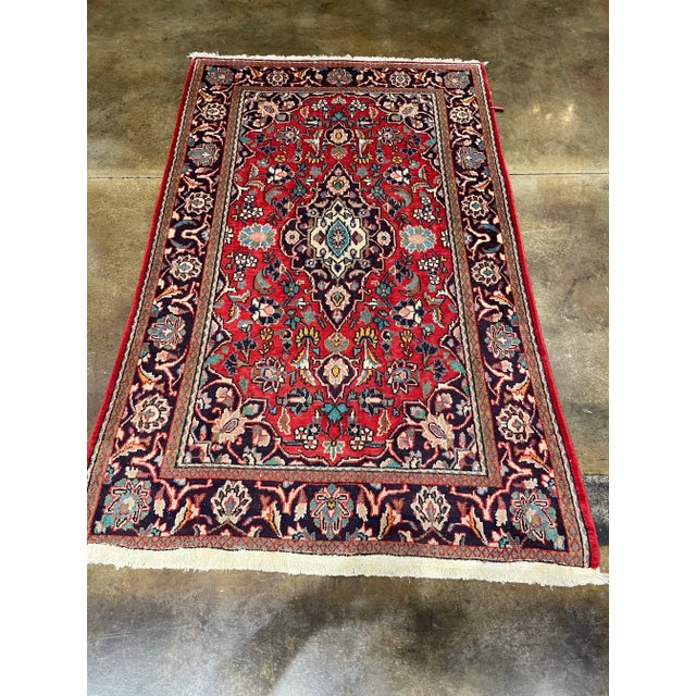 1990s Old Persian Hamedan Area Rug 4'0" X 6'5"