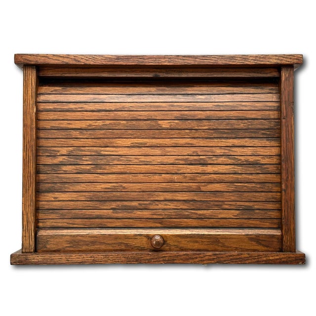 Unusual Antique American Solid Oak Table - Desk Top "Roll Front" Organizer & File Cabinet Circa 1900 For Sale - Image 9 of 18