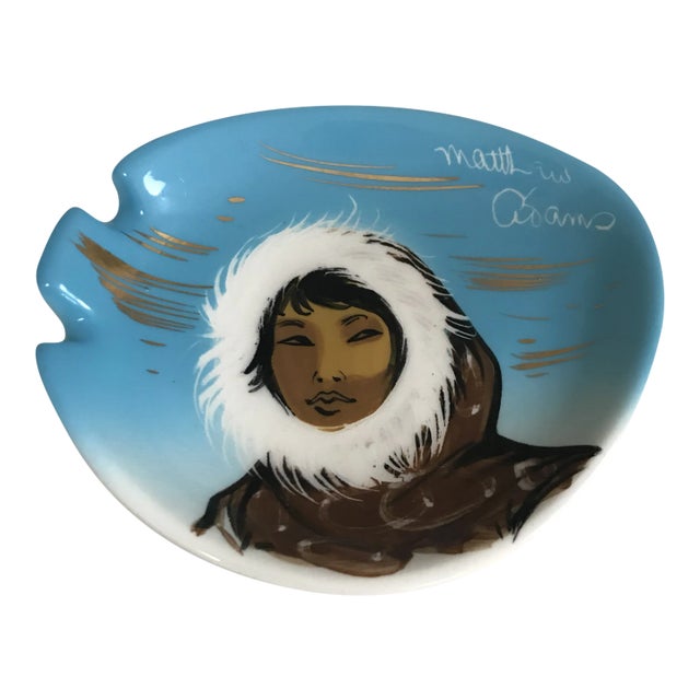 1950s Matthew Adams Sascha Brastoff ‘Alaska’ Signed Ceramic Ashtray Trinket Tray For Sale