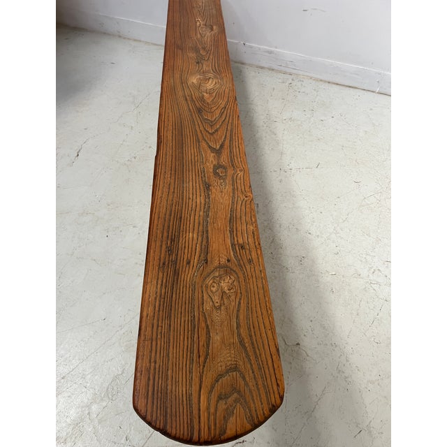 Farmhouse Table Bench in Elm For Sale - Image 5 of 12