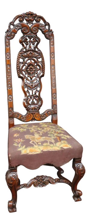 Victorian Embroidered Throne Chair