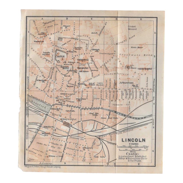 1910 City Map of Lincoln England For Sale