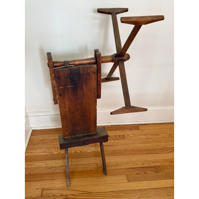 Antique Primitive Wood Yarn Spinning Wheel For Sale - Image 10 of 11