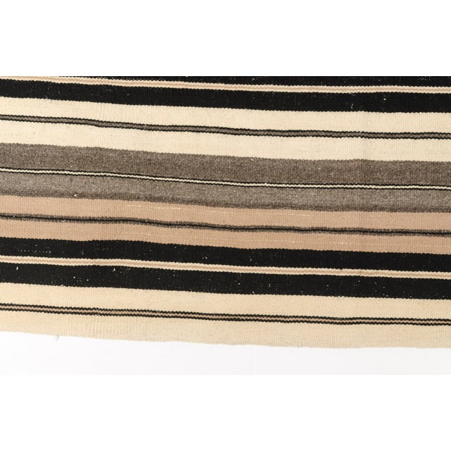 Turkish Kurdish Angora Wool Stripe Kilim Rug For Sale - Image 3 of 10