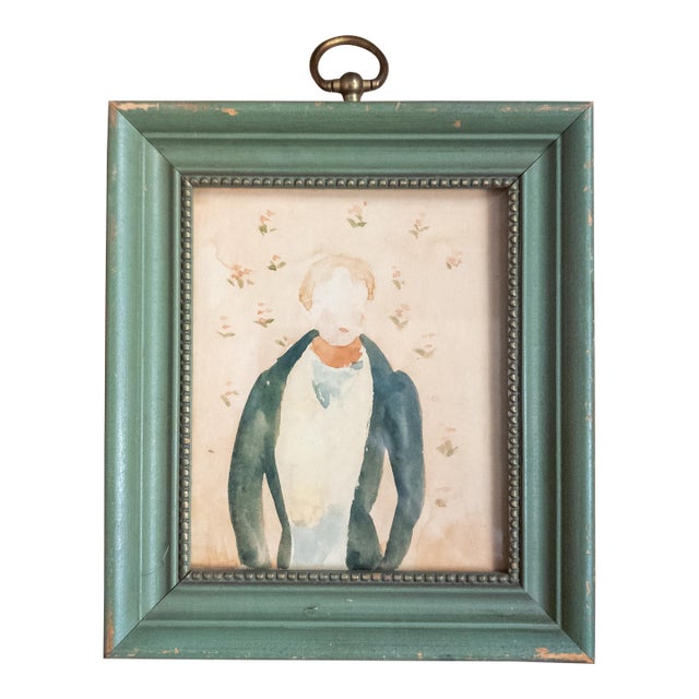 19th Century American Folk Art Watercolor Portrait of a Gentleman For Sale