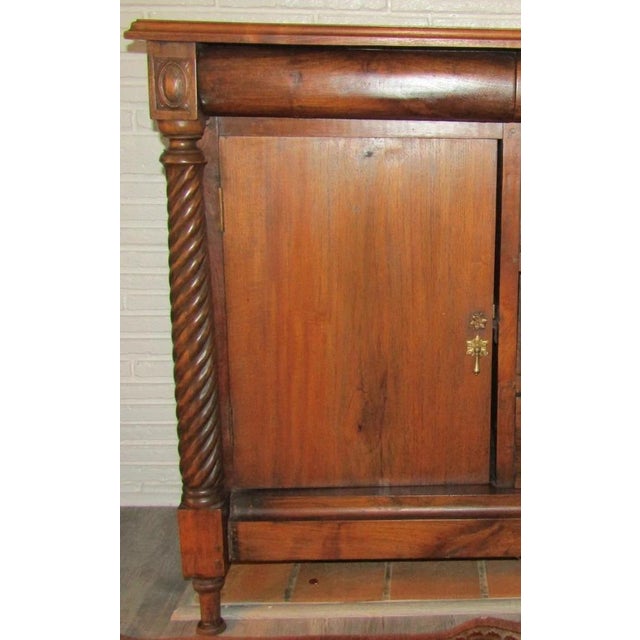 American Empire Flame Mahogany Classical Sideboard 2 Doors 6 Drawers Circa 1860 For Sale - Image 4 of 18