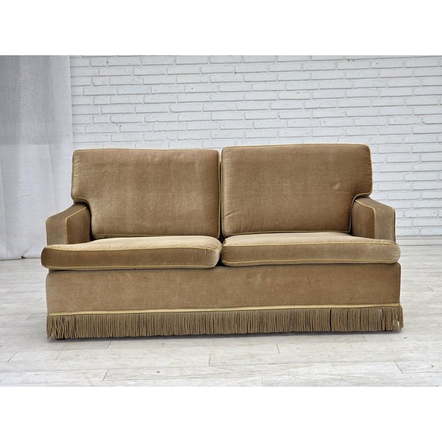 Danish 2-Seater Sofa in Honey Yellow Velour, 1970s For Sale - Image 17 of 17