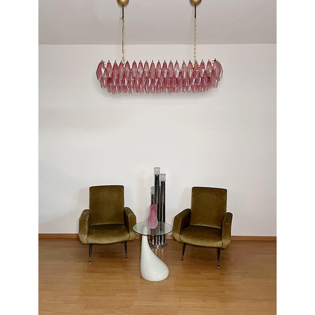 Elegant italian chandelier made from 138 beautiful murano white alabaster glasses "poliedri". Structure in gold and brass...