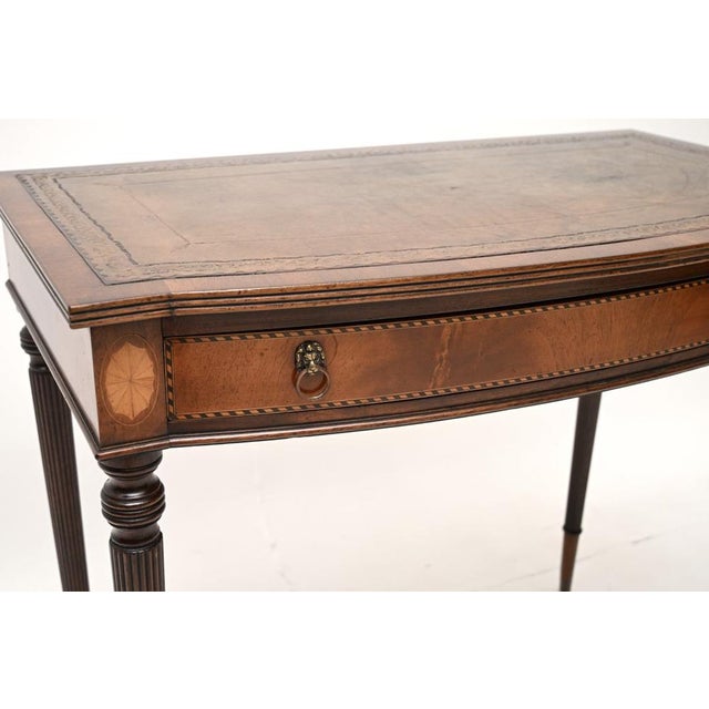 Brown Vintage Inlaid Leather Top Desk, 1920 For Sale - Image 8 of 11