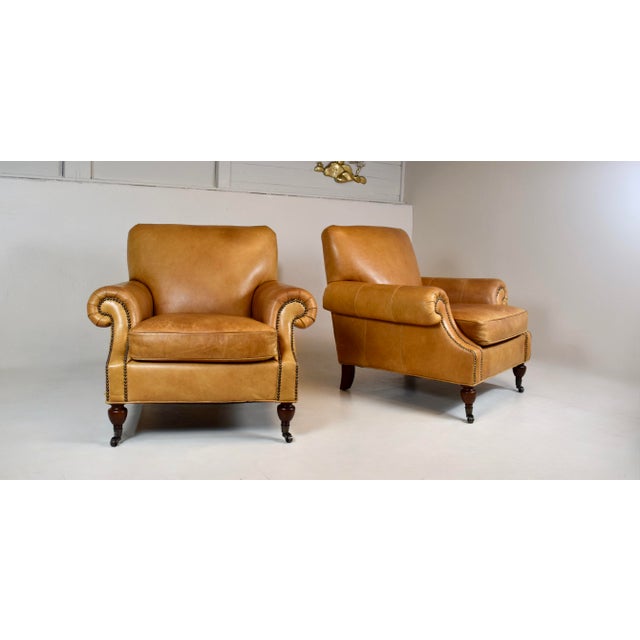 Brooklyn Leather Club Armchair on Casters For Sale - Image 11 of 13