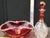 Vintage 1960s Bohemian Cranberry Crystal Decanter & Murano Gold Flake Ruby Glass Bowl Set – Barware Vignette For Sale - Image 15 of 17