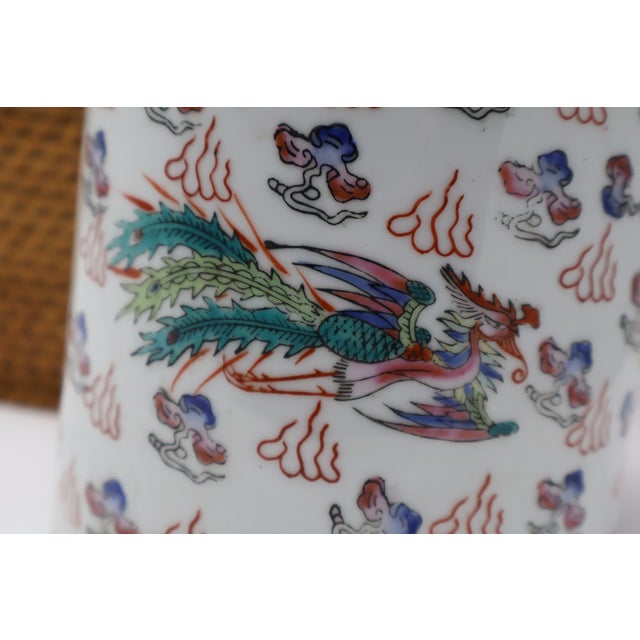Antique Chinese Dragon & Phoenix Porcelain Teapot With Fitted Warming Basket For Sale In Washington DC - Image 6 of 18