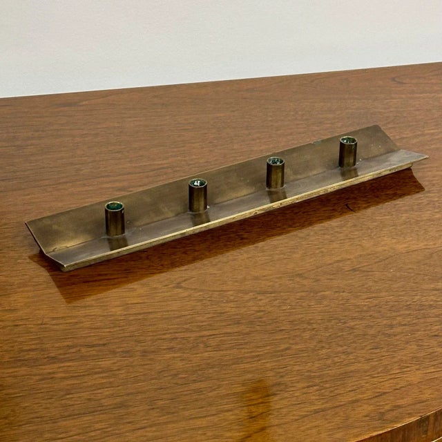 Pierre Forsell, Skultana, Swedish Mid-Century Modern Candle Holder, Brass, 1960s For Sale - Image 4 of 9