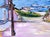 Impressionist Old Town on the Bay in Baja Mexico Original Oil Painting on Linen by Palavicini For Sale - Image 3 of 4