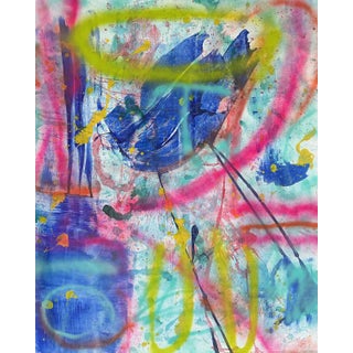 "Birds Eye View" Original Mixed Media Abstract Painting on Heavy Canvas For Sale