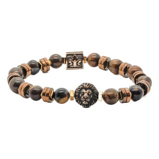 Lion Tiger Eye Men Beaded Bracelet For Sale