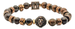 Lion Tiger Eye Men Beaded Bracelet