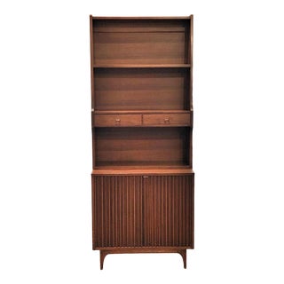 Vintage Broyhill Brasilia Mid Century Modern Walnut Two-Piece Bookcase For Sale