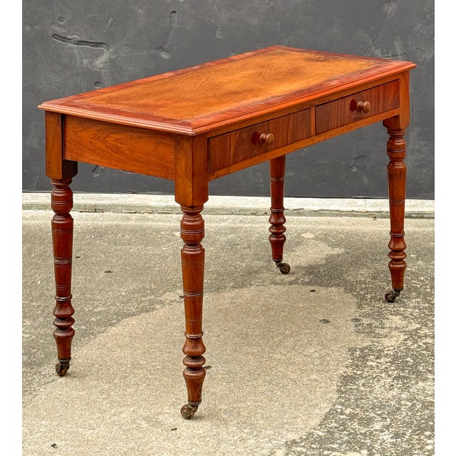 19th Century English Writing Table or Desk of Mahogany With Inset Leather Top For Sale - Image 5 of 8