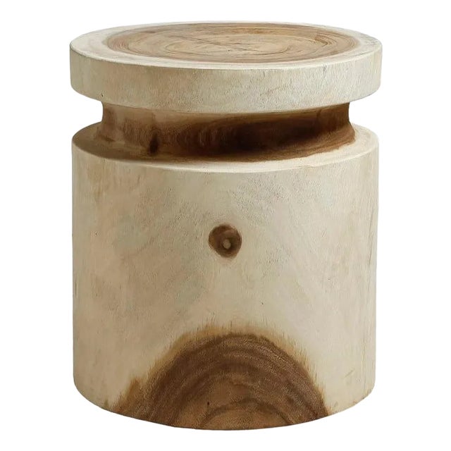 Artesia Kofi Natural Suar Wooden Outdoor Stool For Sale