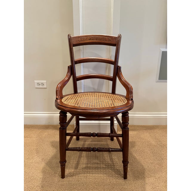 Vintage Victorian Style Mahogany and Cane Side Chairs - Set of 4 For Sale - Image 9 of 17