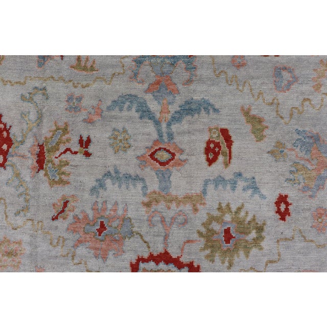 Large Hand Knotted Oushak Turkish Rug by Keivan Woven Arts, 12'8" X 16'10" For Sale - Image 13 of 16